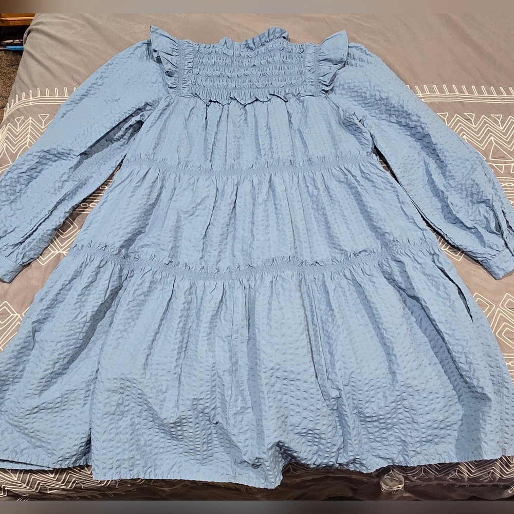 SEA New York Sevyn Solid Seersucker Button Down Dress Size Medium - Picture 8 of 11